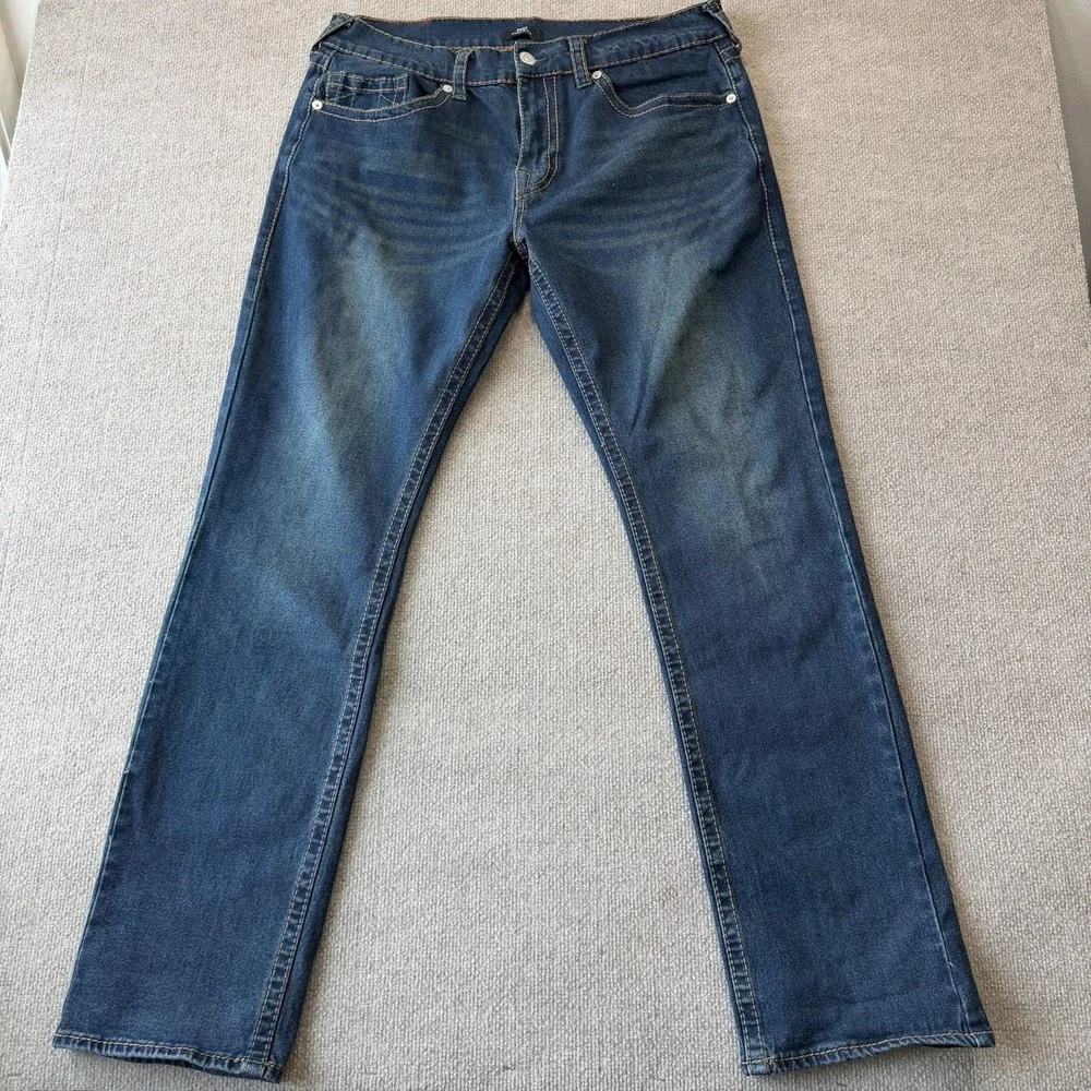 True Religion Ricky Relaxed Straight Men's Jeans Sz 36 Dark Wash Denim
